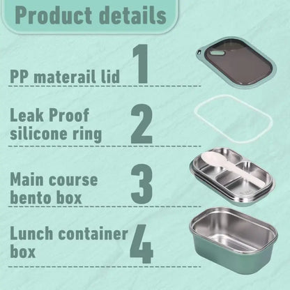 Adult Bento Lunch Box: 1200ml 2-Layer Design with Spoon for Office & Travel - Take Fire