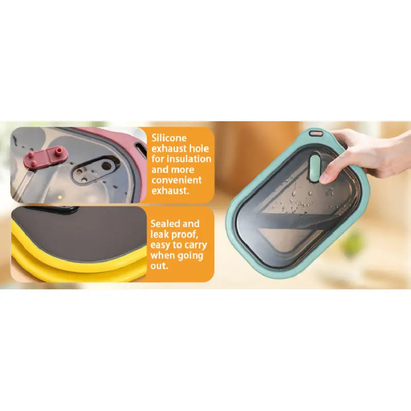 Adult Bento Lunch Box: 1200ml 2-Layer Design with Spoon for Office & Travel - Take Fire