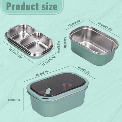 Adult Bento Lunch Box: 1200ml 2-Layer Design with Spoon for Office & Travel - Take Fire