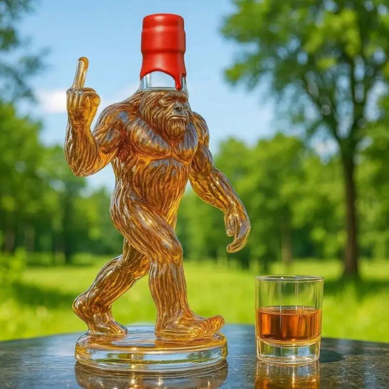 Sasquatch Themed Whiskey Glass: Unique Bigfoot Decanter for Rustic Dining & Bar Gifts - Take Fire