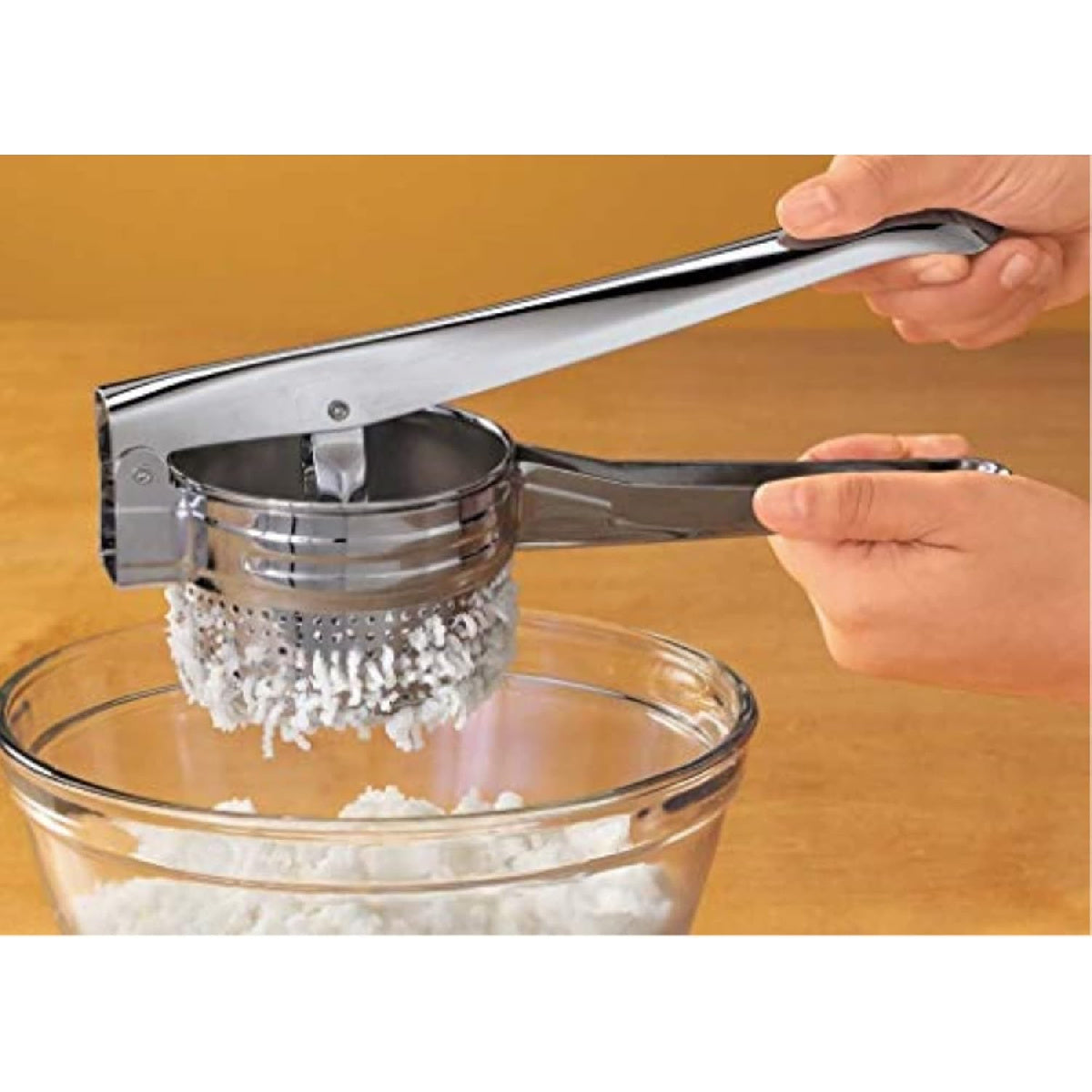 Classic Potato Ricer: Chrome Design for Hand Wash Use in Professional Kitchens