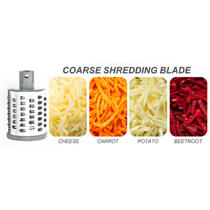Rotary Cheese Grater with Suction Base: 3 Blades for Cheese, Nuts & Vegetables, Includes Brush (Black)
