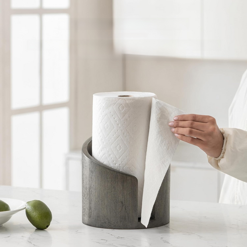 Elevate Kitchen Functionality with an Elegantly Crafted Natural Wood Paper Towel Holder
