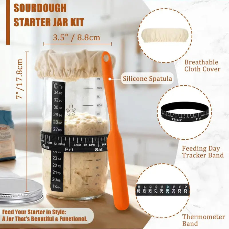 Complete Sourdough Starter Kit for Artisan Baking Journey with Glass Jar