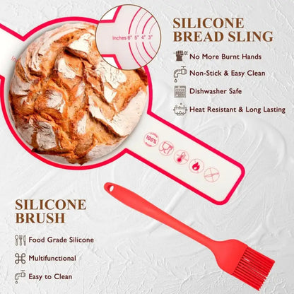 Artisan Bread Making Kit: 9" Round Banneton Basket & Glass Starter Jar Included - Take Fire