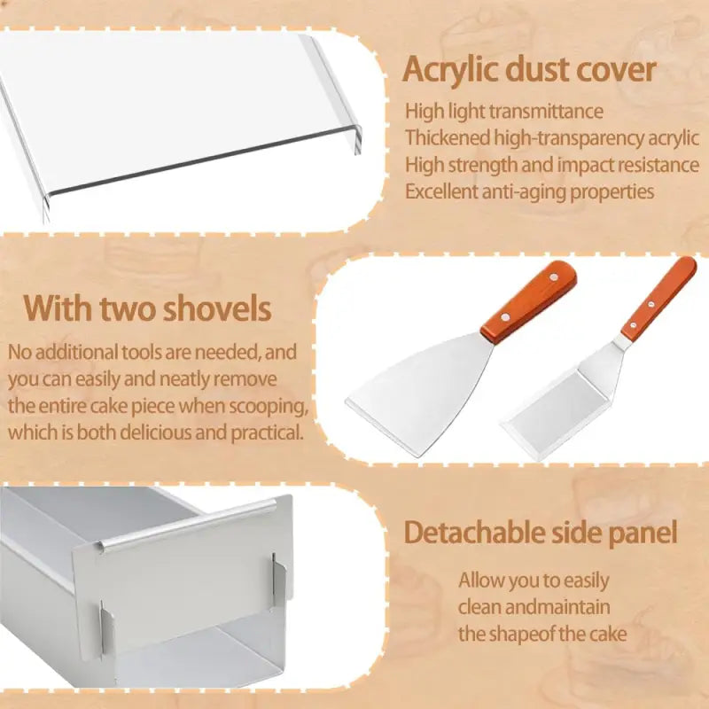 Removable Frame Cake Pan: Aluminum Rectangular Mold with Lid & Stainless Spatula - Take Fire