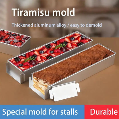 Removable Frame Cake Pan: Aluminum Rectangular Mold with Lid & Stainless Spatula - Take Fire