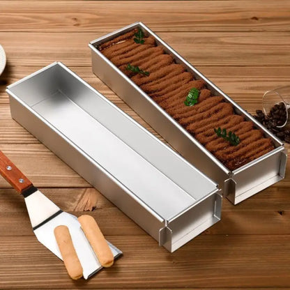 Removable Frame Cake Pan: Aluminum Rectangular Mold with Lid & Stainless Spatula - Take Fire