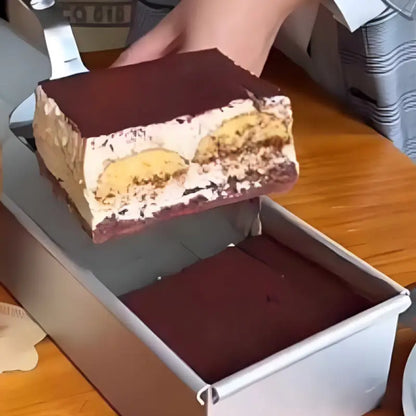 Removable Frame Cake Pan: Aluminum Rectangular Mold with Lid & Stainless Spatula - Take Fire