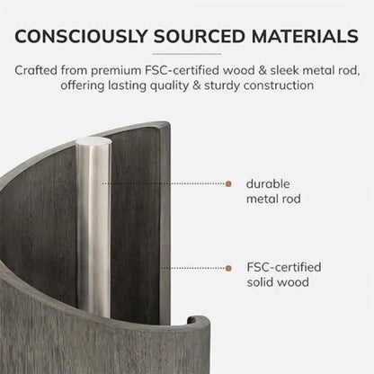 One-Hand Paper Towel Holder: Mango Wood Base & Iron Stand for Jumbo Rolls (Gray) - Take Fire