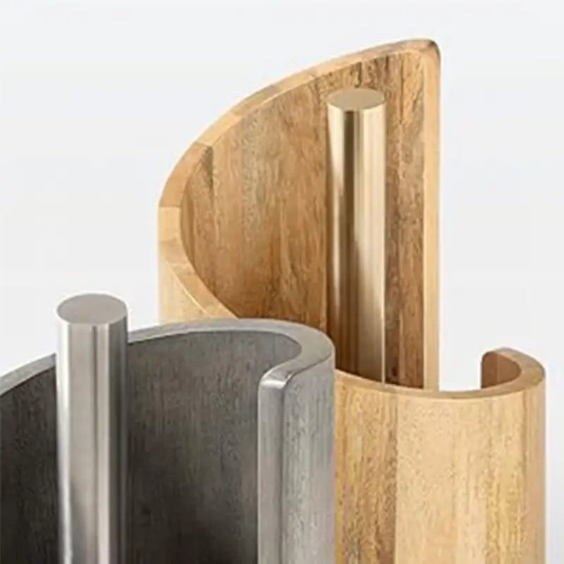 One-Hand Paper Towel Holder: Mango Wood Base & Iron Stand for Jumbo Rolls (Gray) - Take Fire