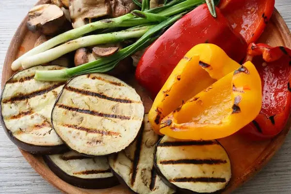 Roasted Veggie Skewers by the Firelight