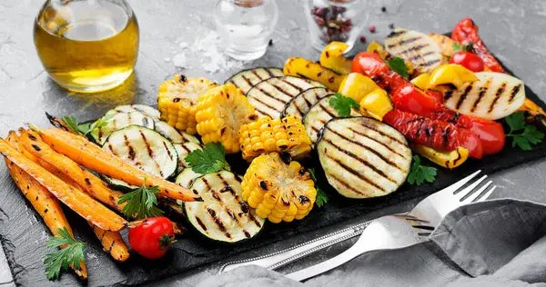 Roasted Veggie Skewers by the Firelight