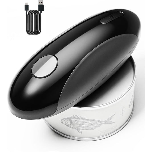 Rechargeable Electric Can Opener: Hands-Free with Magnet & Smooth Edge for Seniors (Black/Grey)
