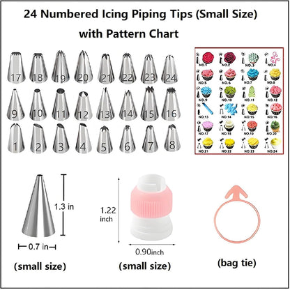 298-Pc Cake Decorating Kit: Turntable, Icing Tips, Spatulas & Tools for Baking (Pink)