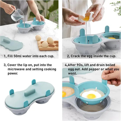 Efficient Microwave Egg Poacher with Double Cup Design for Quick Breakfasts