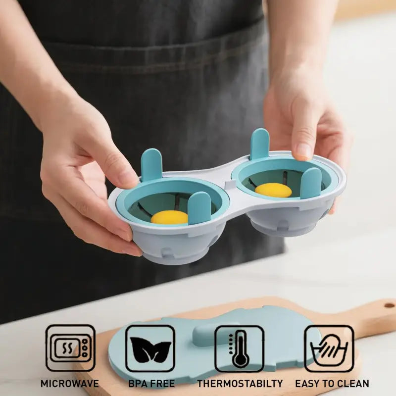 Efficient Microwave Egg Poacher with Double Cup Design for Quick Breakfasts