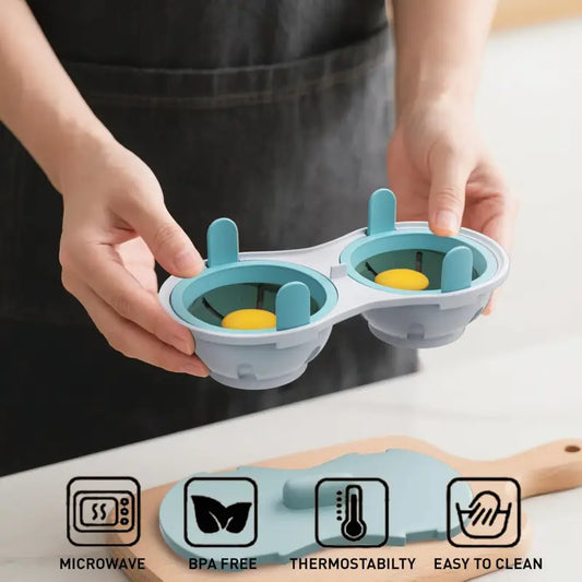 Efficient Microwave Egg Poacher with Double Cup Design for Quick Breakfasts