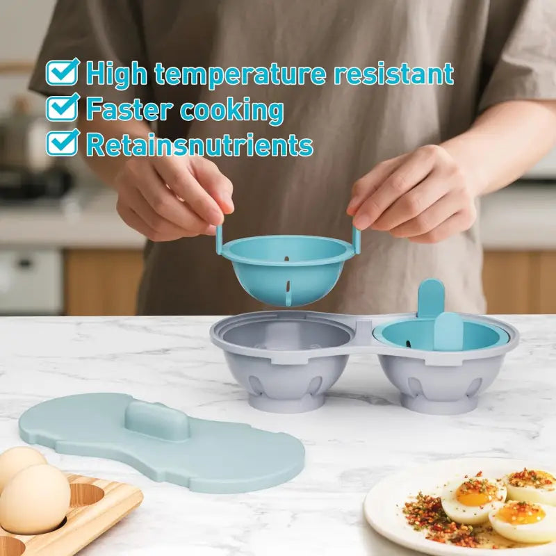 Efficient Microwave Egg Poacher with Double Cup Design for Quick Breakfasts