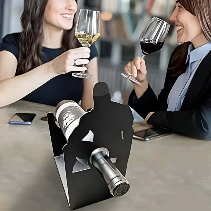 Freestanding Wine Rack: Compact Tabletop Stand for Decorative Bottle Display (Black) - Take Fire
