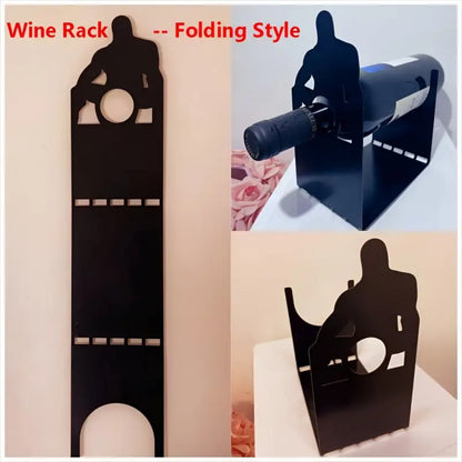 Freestanding Wine Rack: Compact Tabletop Stand for Decorative Bottle Display (Black) - Take Fire