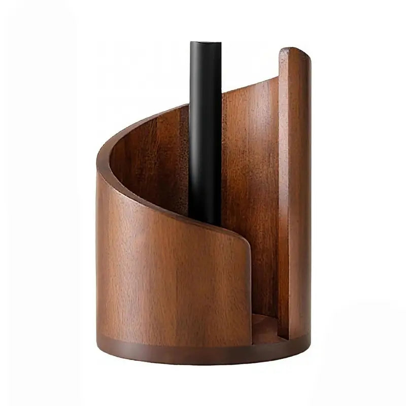 Mango Wood Paper Towel Holder: Iron Stand with One-Hand Tearing for Jumbo Rolls (Gray) - Take Fire