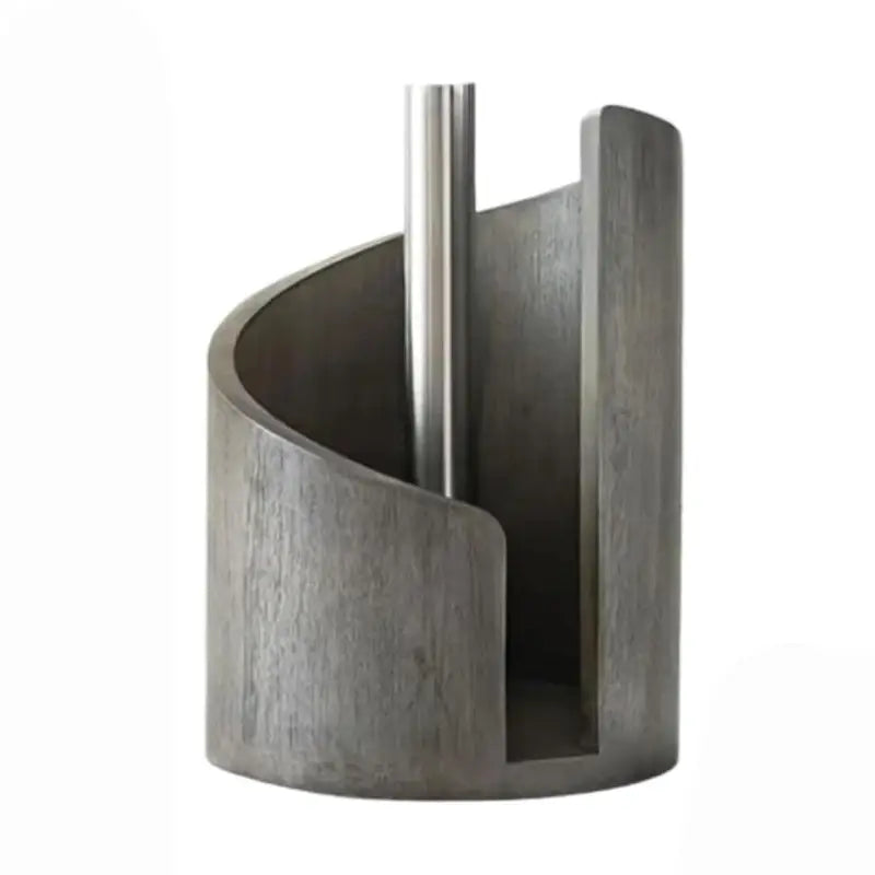 Mango Wood Paper Towel Holder: Iron Stand with One-Hand Tearing for Jumbo Rolls (Gray) - Take Fire