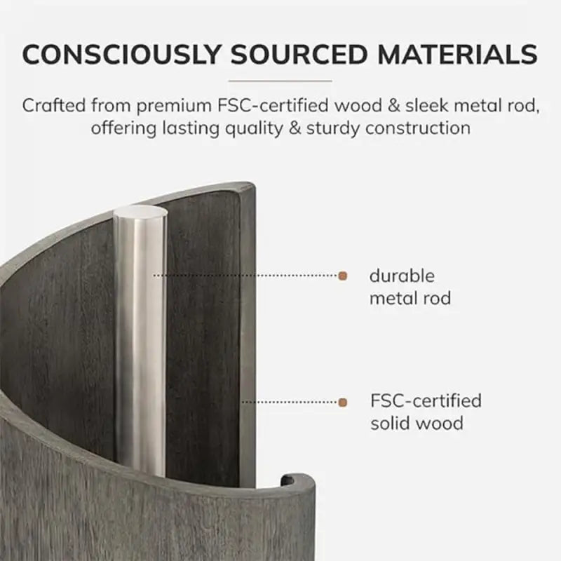 Mango Wood Paper Towel Holder: Iron Stand with One-Hand Tearing for Jumbo Rolls (Gray) - Take Fire