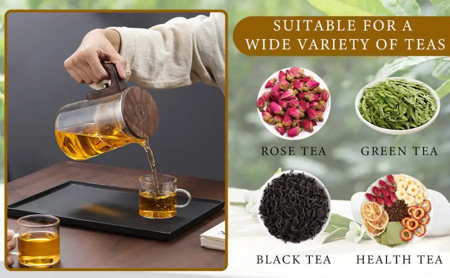 Magic Glass Teapot 600ml: Push-Control Lid with Strainer for Home & Office Use - Take Fire