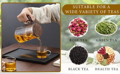 Magic Glass Teapot 600ml: Push-Control Lid with Strainer for Home & Office Use - Take Fire