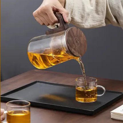 Magic Glass Teapot 600ml: Push-Control Lid with Strainer for Home & Office Use - Take Fire
