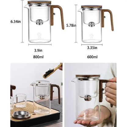 Magic Glass Teapot 600ml: Push-Control Lid with Strainer for Home & Office Use - Take Fire