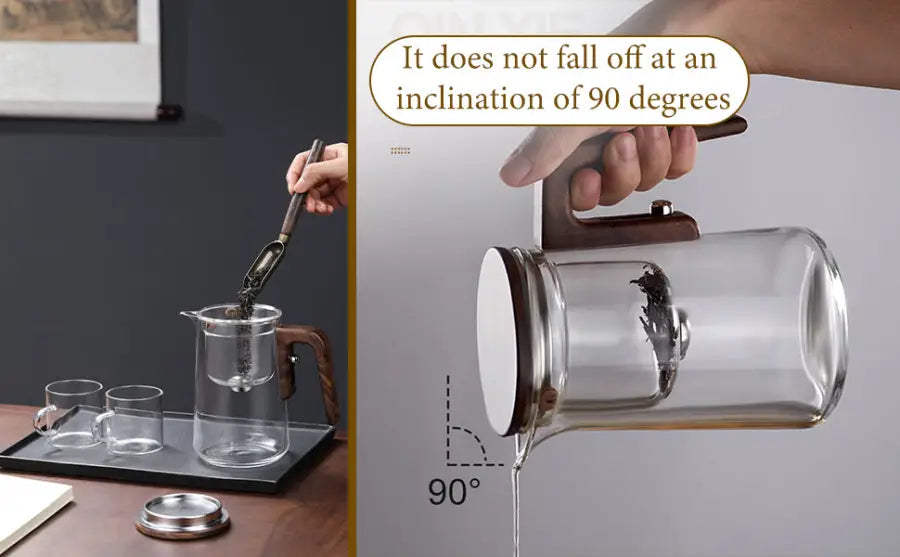 Magic Glass Teapot 600ml: Push-Control Lid with Strainer for Home & Office Use - Take Fire