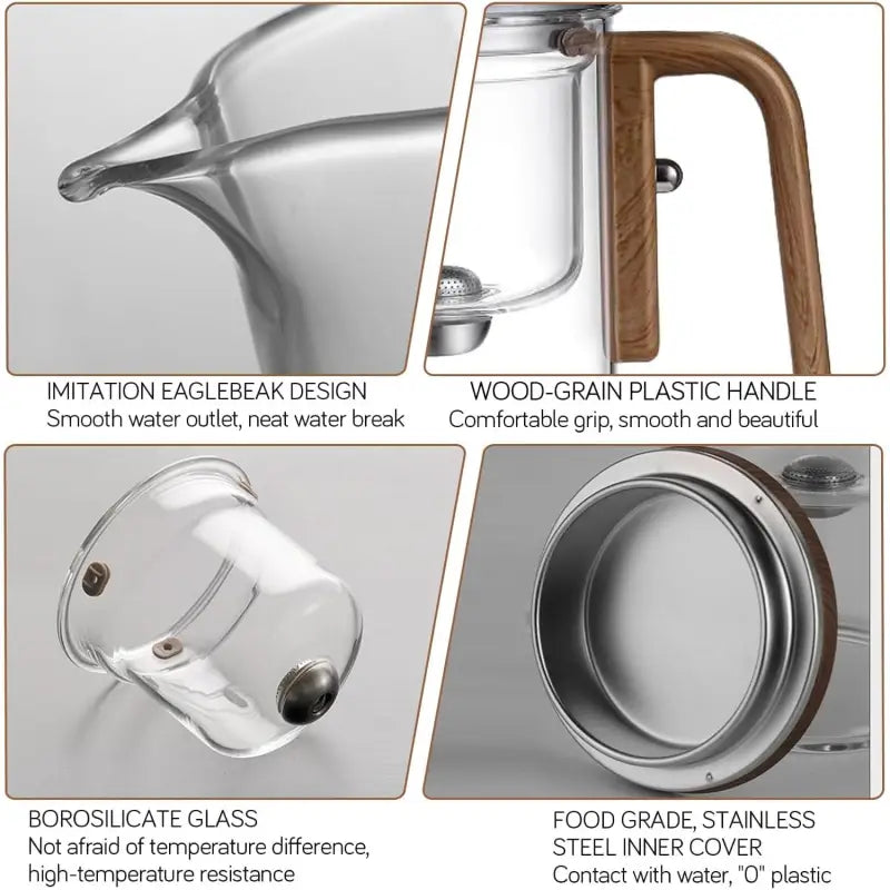 Magic Glass Teapot 600ml: Push-Control Lid with Strainer for Home & Office Use - Take Fire