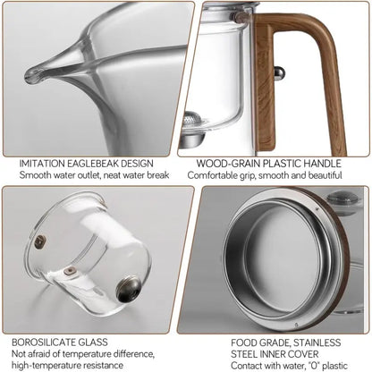 Magic Glass Teapot 600ml: Push-Control Lid with Strainer for Home & Office Use - Take Fire