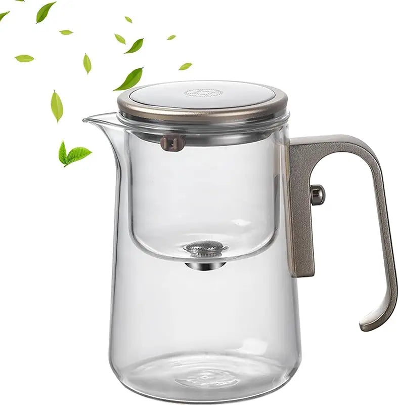 Magic Glass Teapot 600ml: Push-Control Lid with Strainer for Home & Office Use - Take Fire