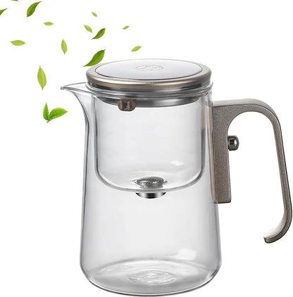 Magic Glass Teapot 600ml: Push-Control Lid with Strainer for Home & Office Use - Take Fire