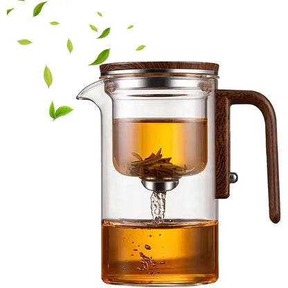 Magic Glass Teapot 600ml: Push-Control Lid with Strainer for Home & Office Use - Take Fire
