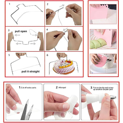 298-Pc Cake Decorating Kit: Turntable, Icing Tips, Spatulas & Tools for Baking (Pink)