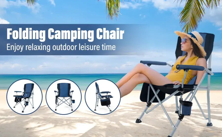 Heavy Duty Folding Camping Chair - Blue - 折叠椅