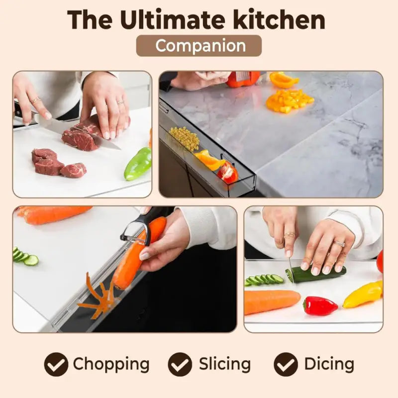 Acrylic Cutting Board with Scrap Bin: Non-Slip Design & Counter Lip (17"x13.2") - Take Fire