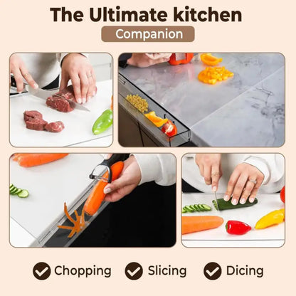 Acrylic Cutting Board with Scrap Bin: Non-Slip Design & Counter Lip (17"x13.2") - Take Fire