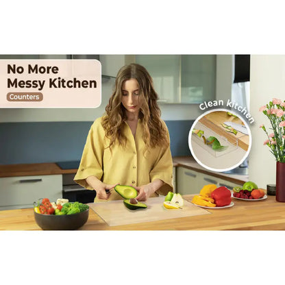 Acrylic Cutting Board with Scrap Bin: Non-Slip Design & Counter Lip (17"x13.2") - Take Fire