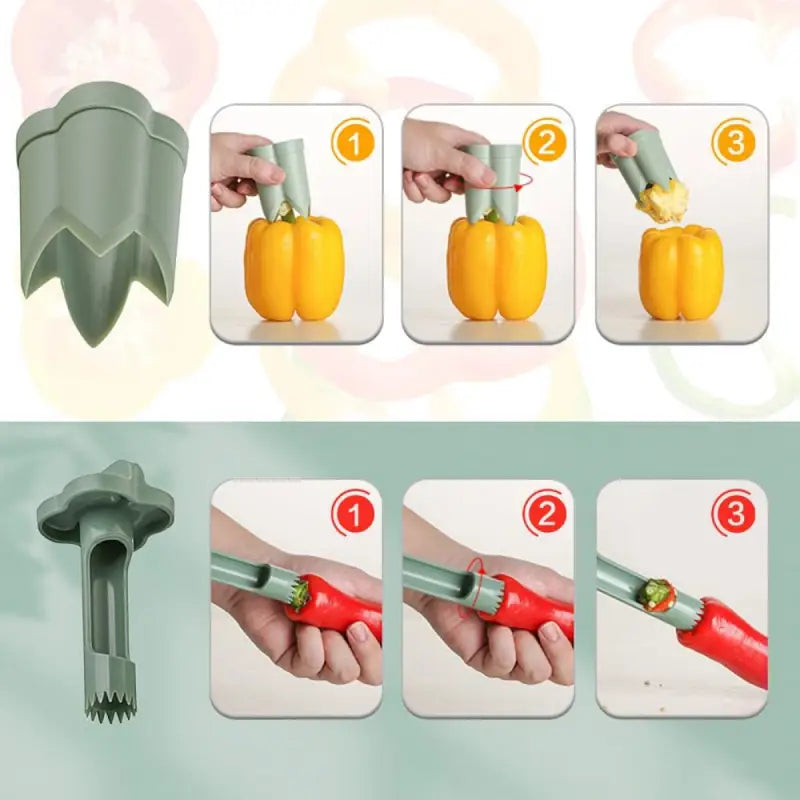 Innovative Pepper Corer with Specially Angled Design for Quick Seed Removal
