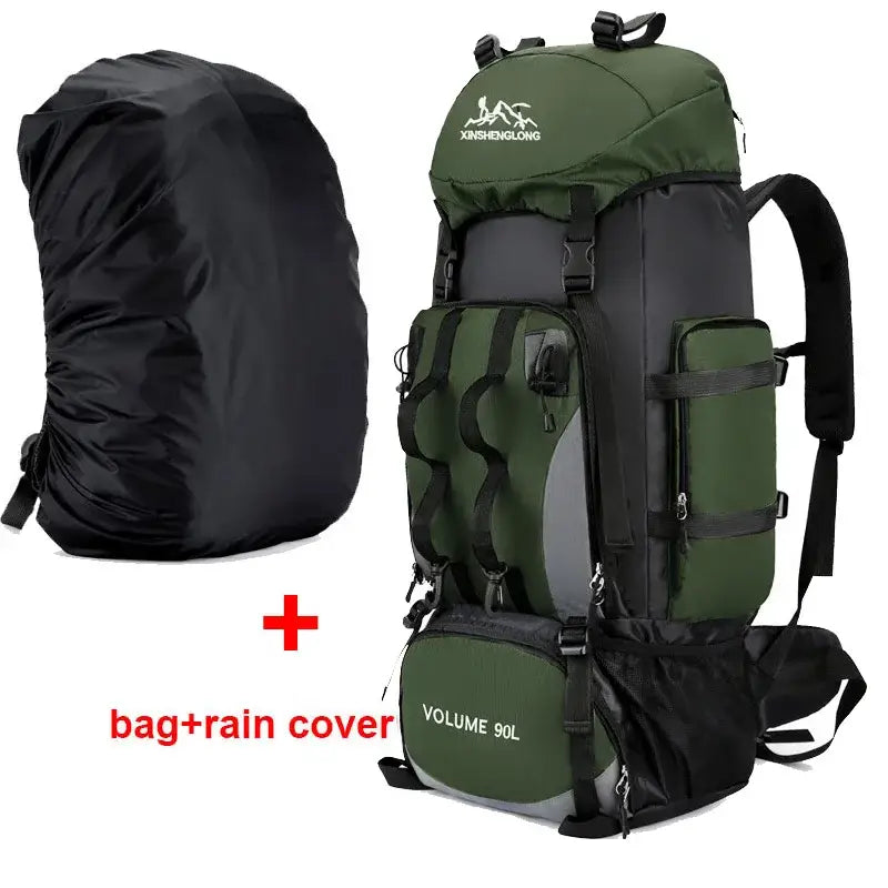 Large Capacity Waterproof Hiking Backpack - Army ad cover - 背包