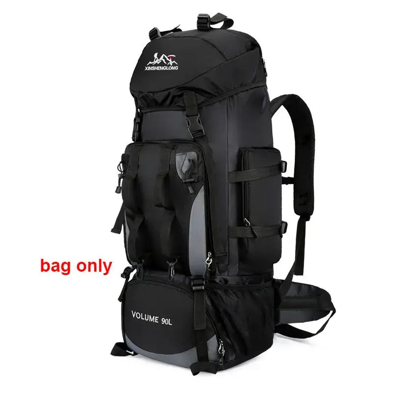 Large Capacity Waterproof Hiking Backpack - Black - 背包