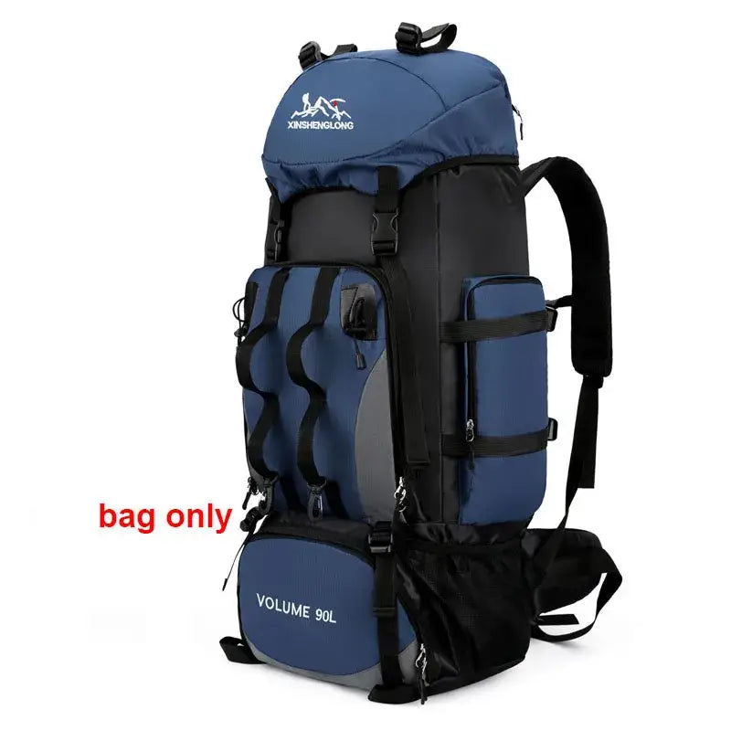 Large Capacity Waterproof Hiking Backpack - Deep Blue - 背包