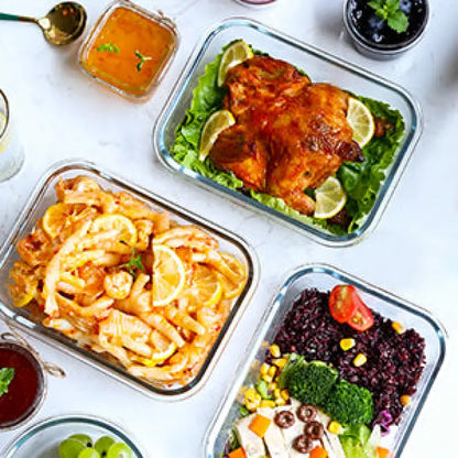 10-Pack 30oz Glass Containers: Airtight Meal Prep Bento Box for Microwave/Dishwasher (Gray) - Take Fire