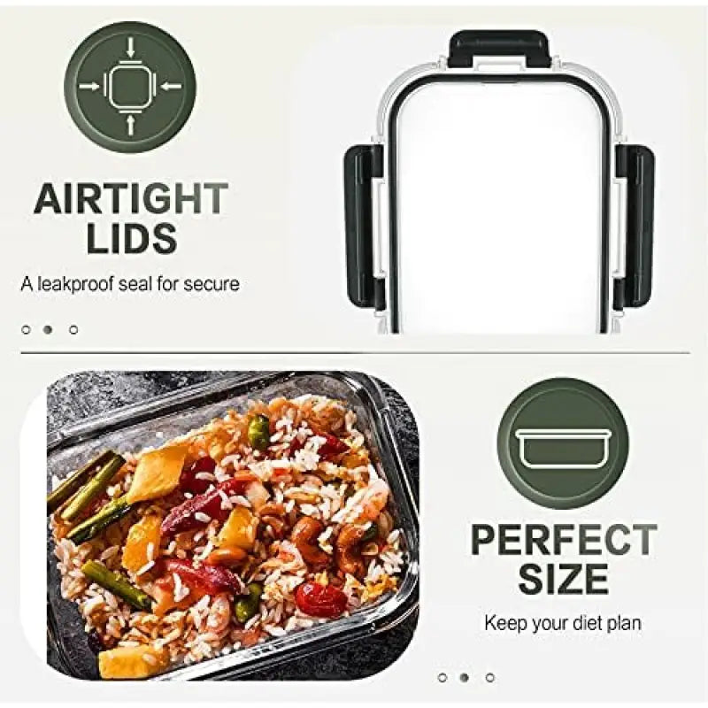 10-Pack 30oz Glass Containers: Airtight Meal Prep Bento Box for Microwave/Dishwasher (Gray) - Take Fire