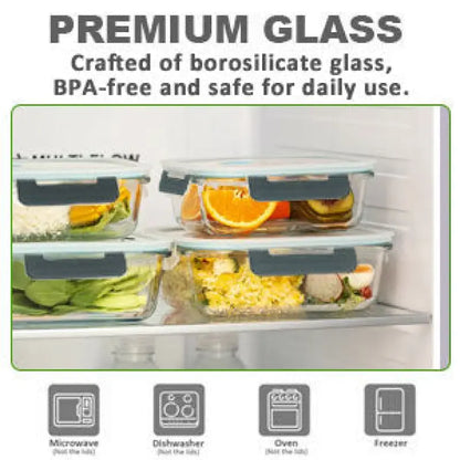 10-Pack 30oz Glass Containers: Airtight Meal Prep Bento Box for Microwave/Dishwasher (Gray) - Take Fire